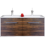 Тумба подвесная с раковиной Aqwella Malaga 120 см Mal.01.12/CD, белый/крафт, Цвет фасада: тёмное дерево - фото 