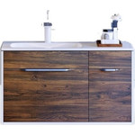 Тумба подвесная с раковиной Aqwella Malaga 90 см Mal.01.09/L/CD, белый/крафт, Цвет фасада: тёмное дерево - фото 