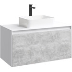 Тумба подвесная со столешницей Aqwella 5 Stars Mobi 100 см MOB0110W/MOB0710BS, белый/бетон светлый - фото 