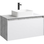 Тумба подвесная со столешницей Aqwella 5 Stars Mobi 100 см MOB0110BS/MOB0710W, бетон светлый/белый - фото 