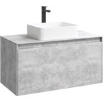 Тумба подвесная со столешницей Aqwella 5 Stars Mobi 100 см MOB0110BS/MOB0710BS, бетон светлый - фото 