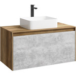 Тумба подвесная со столешницей Aqwella 5 Stars Mobi 100 см MOB0110DB/MOB0710BS, дуб балтийский/бетон светлый - фото 