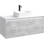 Тумба подвесная со столешницей Aqwella 5 Stars Mobi 120 см MOB0112W/MOB0712BS, белый/бетон светлый - фото 