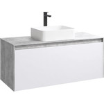 Тумба подвесная со столешницей Aqwella 5 Stars Mobi 120 см MOB0112BS/MOB0712W, бетон светлый/белый - фото 