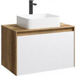 Тумба подвесная со столешницей Aqwella 5 Stars Mobi 80 см MOB0108DB/MOB0708W, дуб балтийский/белый - фото 