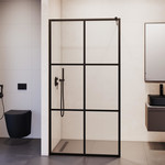 Душевая перегородка RGW WA-11B 90х200 см 32101190-84 с кронштейном в комплекте, черный/прозрачное - фото 