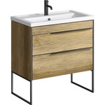 Тумба напольная с раковиной Aqwella Fargo 80 см FRG0108DB/FRGN440, дуб балтийский - фото 