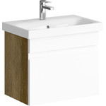 Тумба подвесная с раковиной Aqwella Smart 60 см SRT0106DB, дуб балтийский/белый - фото 