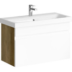 Тумба подвесная с раковиной Aqwella Smart 80 см SRT0108DB, дуб балтийский/белый - фото 