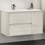 Пенал подвесной Comforty Бремен 35 см, дуб белый - фото 2