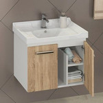 Тумба подвесная с раковиной Comforty Рига 60 см, дуб сонома - фото 