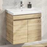 Тумба подвесная с раковиной Comforty Тромсе 60 см, дуб сонома - фото 