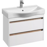 Тумба подвесная с раковиной Акватон Нортон 80 см 1A2489K0NT010, белый/дуб эндгрейн - фото 