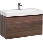 Тумба подвесная с раковиной Aquanet Нью-Йорк 100 см 203949, орех - фото 