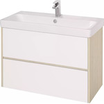 Тумба подвесная с раковиной Акватон Сканди 90 см 1A2519K0SDB20, белый/дуб верона - фото 