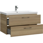 Тумба подвесная с раковиной Cersanit Lara 80 см A63416, орех - фото 