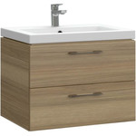 Тумба подвесная с раковиной Cersanit Lara 50 см A63413, орех - фото 