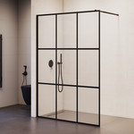 Душевая перегородка RGW WA-111B 100x195 см 411011110-84 (стекло 8 мм) с кронштейном в комплекте, черный/прозрачное - фото 