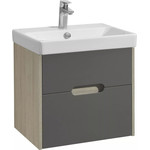 Тумба подвесная с раковиной Акватон Оливия 55 см 1A254201OLUG0, серый/дуб ойстер - фото 