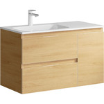 Тумба подвесная с раковиной Aqwella Accent 90 см ACC0109LDZ, дуб золотой, Цвет фасада: светлое дерево - фото 