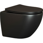 Унитаз подвесной Ceramicanova Metropol Rimless CN4002MB с тонкой крышкой микролифт, черный матовый, Цвет производителя: чёрный матовый - фото 