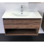 Тумба подвесная с раковиной Comforty Бордо 90 см, дуб тёмно-коричневый - фото 