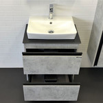 Тумба подвесная с раковиной Comforty Эдинбург 60-2 см (раковина 9055RA-50), бетон светлый - фото 