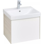 Тумба подвесная с раковиной Акватон Асти 55 см 1A263101AXD70, белый глянцевый/ясень шимо - фото 