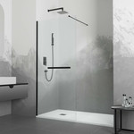 Душевая перегородка RGW WA-041B 100x195 см 35104010-14 (стекло 8 мм) с кронштейном в комплекте, черный/прозрачное - фото 