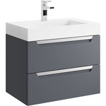 Тумба подвесная с раковиной Aqwella Cube 70 см CUB0107GR, серый, Цвет фасада: серый - фото 