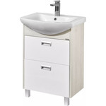 Тумба напольная с раковиной Акватон Бекка 60 см 1A1966K1BAC20, белый глянцевый/дуб сомерсет - фото 