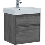 Тумба подвесная с раковиной Aquanet Nova Lite 60 см 242577 (2 ящика) дуб рошелье, Цвет фасада: дуб рошелье - фото 