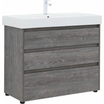 Тумба напольная с раковиной Aquanet Nova Lite 100 см 302479 (3 ящика) дуб рошелье, Цвет фасада: дуб рошелье - фото 