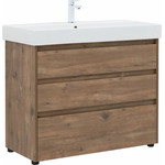 Тумба напольная с раковиной Aquanet Nova Lite 100 см 302480 (3 ящика) дуб рустикальный, Цвет фасада: тёмное дерево - фото 