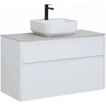 Тумба подвесная со столешницей Aquanet Nova Lite 100 см 242581 (2 ящика) белый, Цвет фасада: белый - фото 