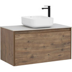 Тумба подвесная со столешницей Aquanet Nova Lite 100 см 249520 (1 ящик) дуб рустикальный, Цвет фасада: тёмное дерево - фото 