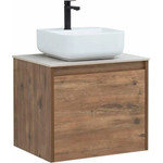 Тумба подвесная со столешницей Aquanet Nova Lite 60 см 249511 (1 ящик) дуб рустикальный, Цвет фасада: тёмное дерево - фото 