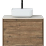 Тумба подвесная со столешницей Aquanet Nova Lite 75 см 249514 (1 ящик) дуб рустикальный, Цвет фасада: тёмное дерево - фото 