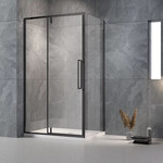 Душевое ограждение Veconi Rovigo 110x100 см RV034B-110100-01-C7, чёрный/прозрачное - фото 