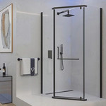 Душевое ограждение Veconi Rovigo 90x90 см RV36B-90-01-C5, чёрный/прозрачное - фото 