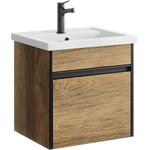 Тумба подвесная с раковиной Aqwella Urban 50 см URB0105DB, дуб балтийский, Цвет фасада: тёмное дерево - фото 