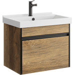 Тумба подвесная с раковиной Aqwella Urban 60 см URB0106DB, дуб балтийский, Цвет фасада: тёмное дерево - фото 