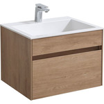 Тумба подвесная с раковиной Vincea Chiara 60 см VMC-2C600NO (раковина белая VCB-13600W), натуральный дуб - фото 