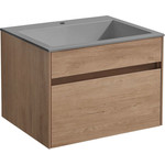 Тумба подвесная с раковиной Vincea Chiara 60 см VMC-2C600NO (раковина серая VCB-13600G), натуральный дуб - фото 