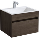 Тумба подвесная с раковиной Vincea Chiara 60 см VMC-2C600RO (раковина белая VCB-13600W), тёмный дуб - фото 