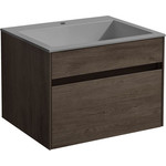 Тумба подвесная с раковиной Vincea Chiara 60 см VMC-2C600RO (раковина серая VCB-13600G), тёмный дуб - фото 