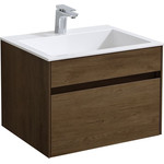 Тумба подвесная с раковиной Vincea Chiara 60 см VMC-2C600TO (раковина белая VCB-13600W), дуб табак - фото 