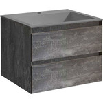 Тумба подвесная с раковиной Vincea Luka 60 см VMC-2L600GS (раковина серая VCB-13600G), серый камень - фото 