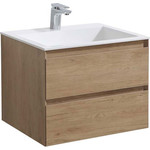 Тумба подвесная с раковиной Vincea Luka 60 см VMC-2L600NO (раковина белая VCB-13600W), натуральный дуб - фото 