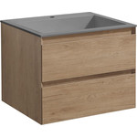 Тумба подвесная с раковиной Vincea Luka 60 см VMC-2L600NO (раковина серая VCB-13600G), натуральный дуб - фото 